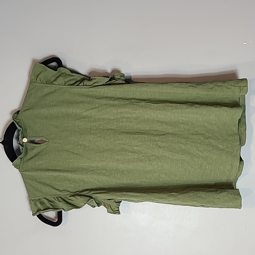 J. Crew Ruffle Neck Top Flutter Sleeve Preppy Cottage Girl‎ Size XS Earth Tone - Picture 5 of 7